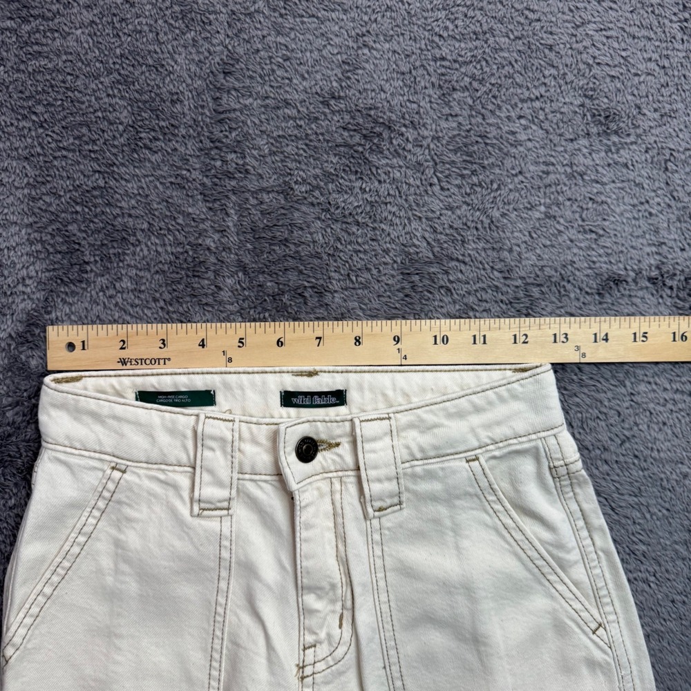 Wild Fable Womens High Rise Cargo Pants Cream Off White Wide Leg Size 00R - Picture 6 of 8
